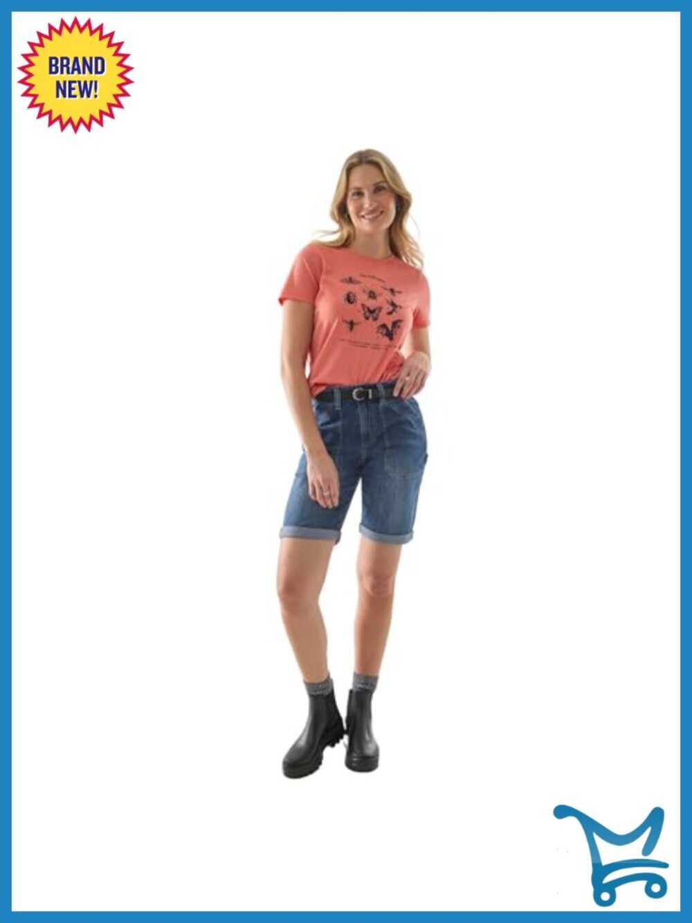 High Waisted Utility Jorts with Functional Pockets Rolled Hem Summer Shorts